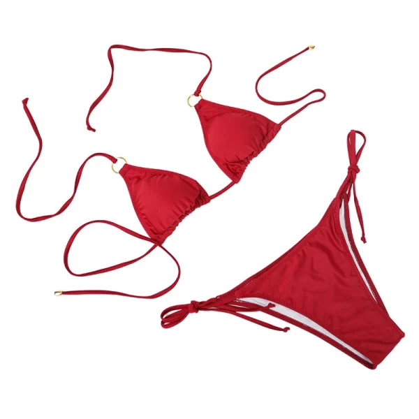 Red High-Elastic Tie-Up Bikini