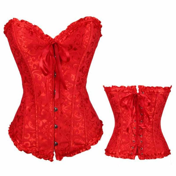 Overbust Lace-Up Jacquard Corset - Image 5